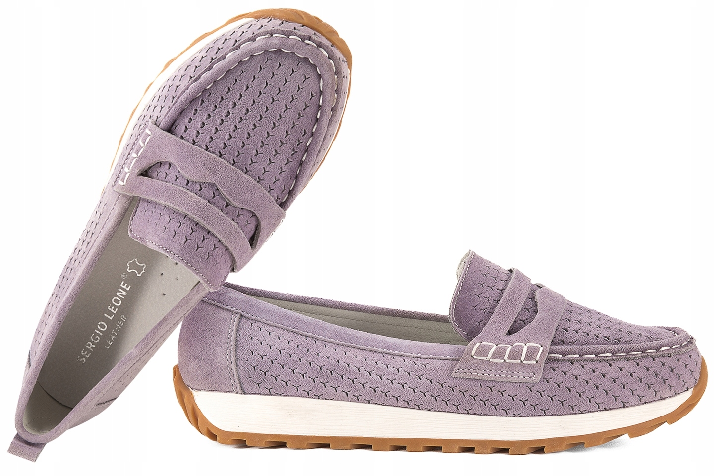 Sergio Leone SP-009 Ažurové Kožené Mokasíny Dámské Semišové Polobotky 36