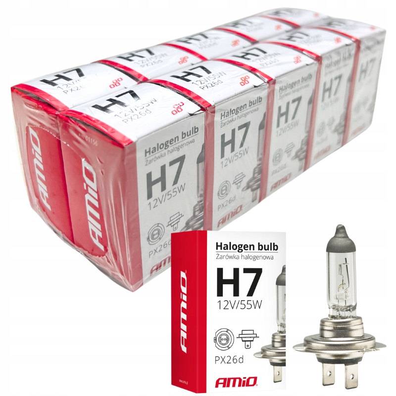 Żarówki Samochodowe H7 12V 55W Uv Zapasowe Do Busa Auta Warsztatu 10SZT.
