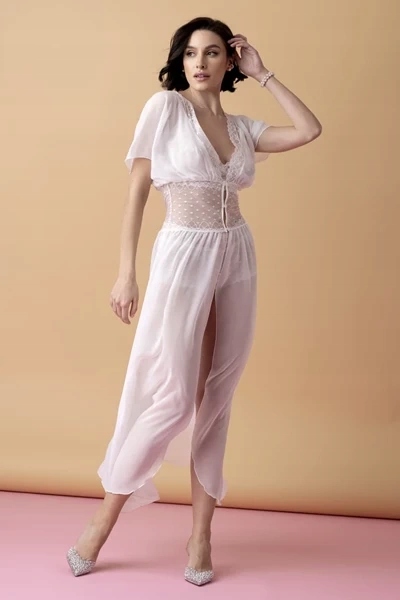 Ballade dlouhý peniuar s krajkovým pásem XXXXL