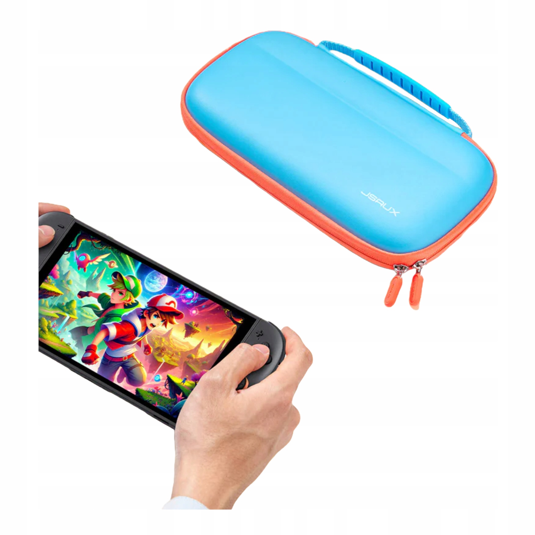 Szkło ochronne matowe + Etui Pokrowiec Niebieskie do Nintendo Switch 2