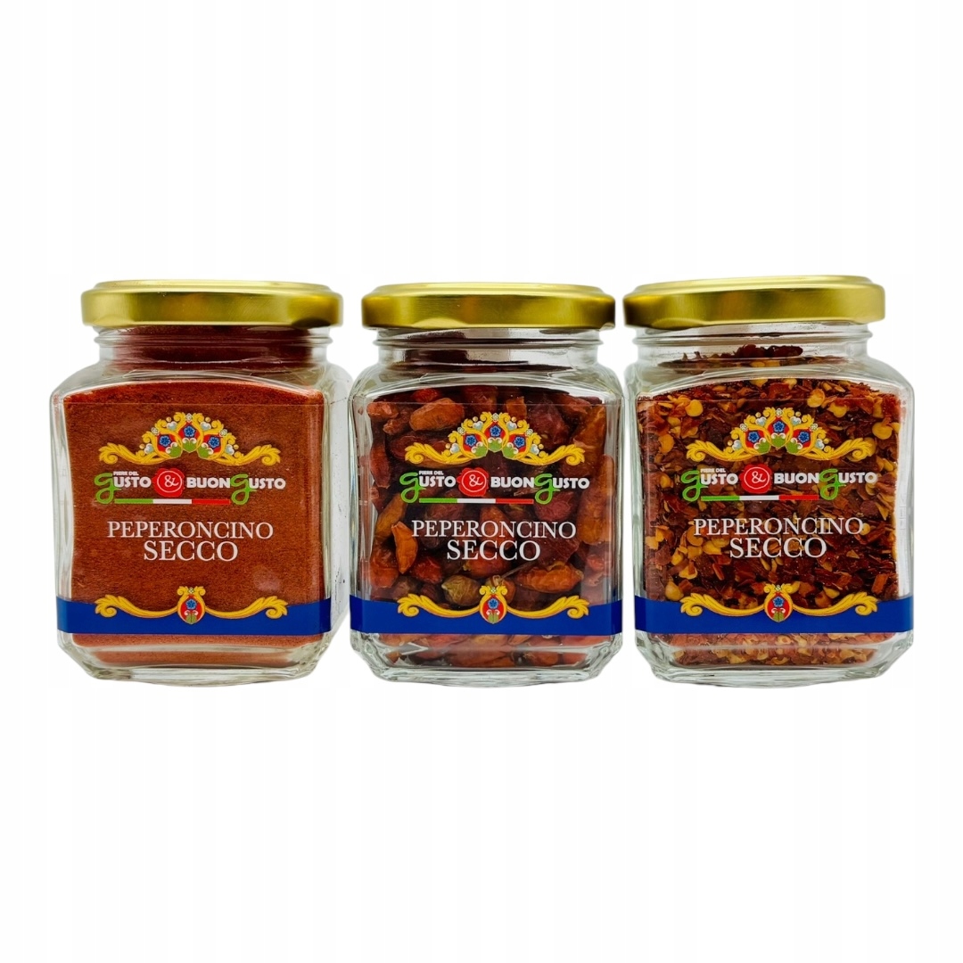 Levně Sada 3 x peperoncino sušené v různých formách – přímo z Itálie!