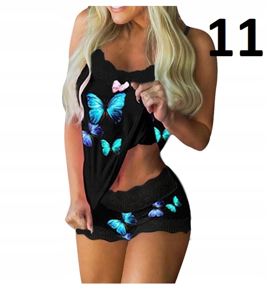 SEKSOWNA PIŻAMKA SATYNOWA KORONKA SPODENKI XL Zapięcie brak