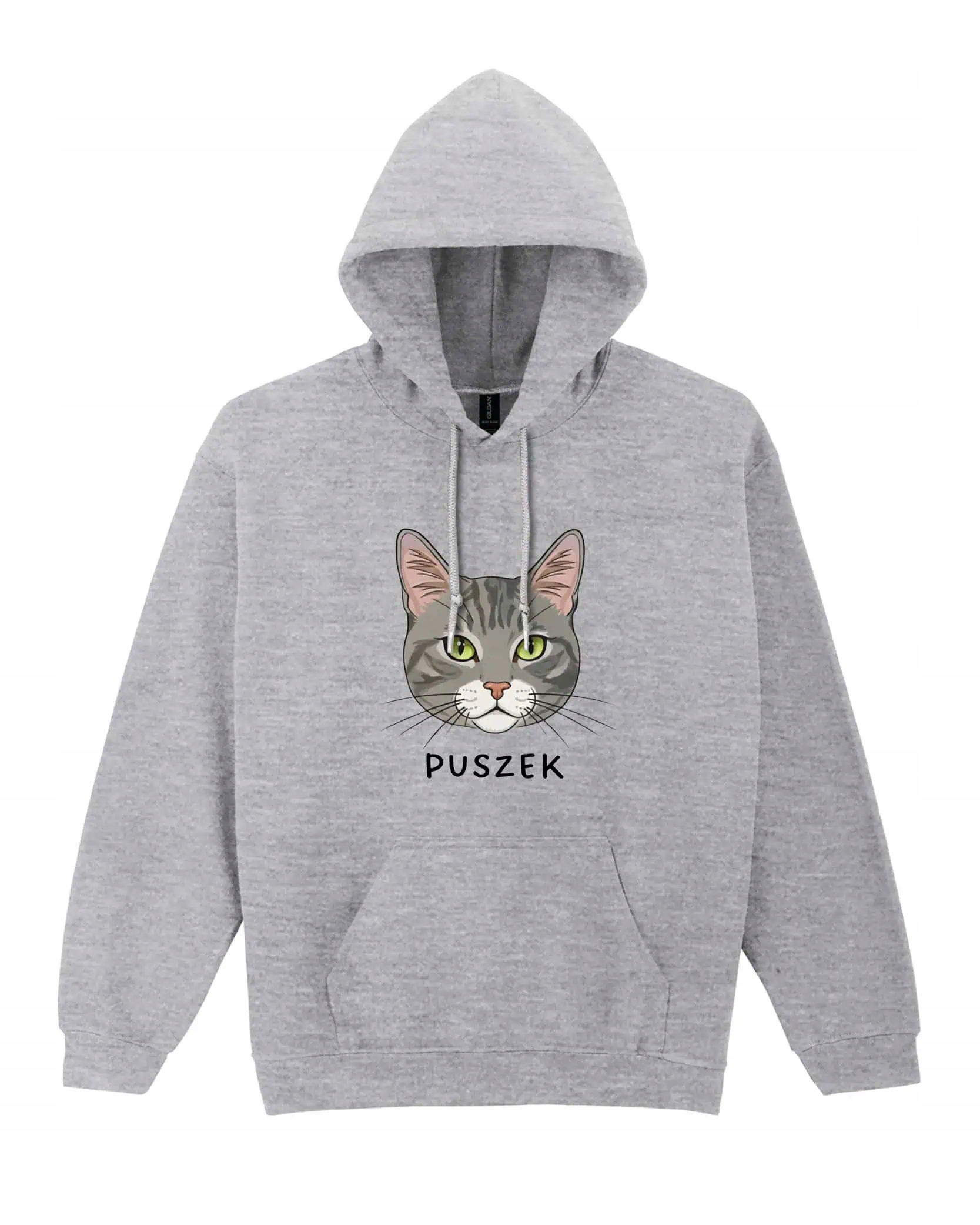 Mikina s kapucí Střešní taška Šedá Pružná Personalizovaná Kočka Šedá XL