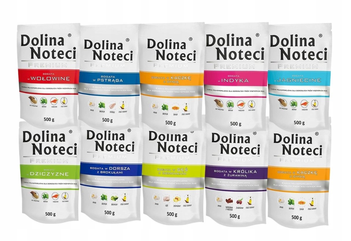 Levně Dolina Noteci Prémiové Vlhké krmivo mix chutí 10x500g Bez Kuřecího Masa