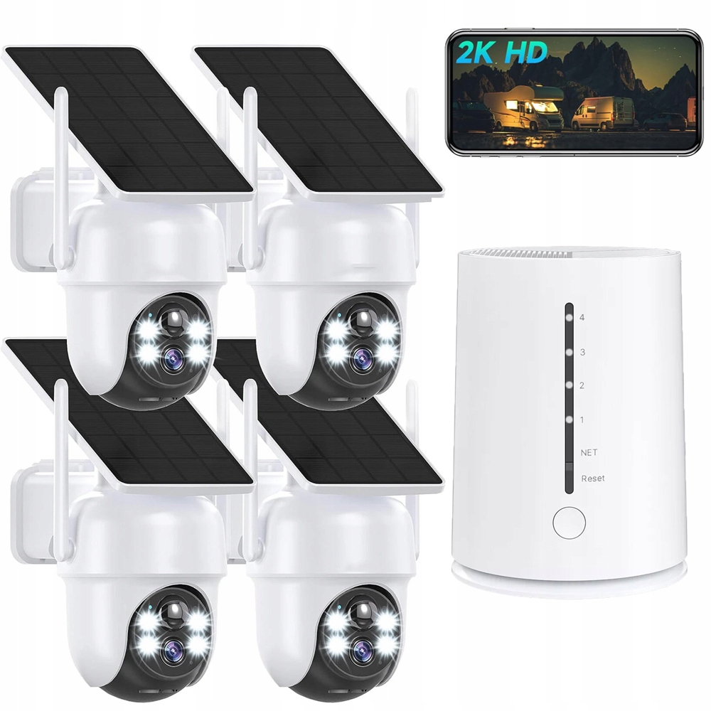 Solární 4MPx venkovní bezdrátová kamera s barevným nočním viděním Ptz