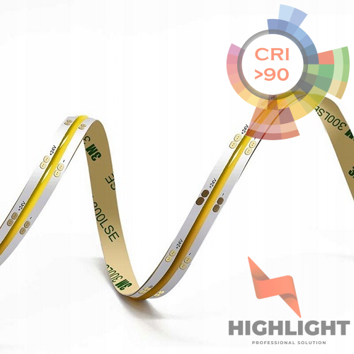 10 m Cob Led pásik 24V 15W 4000K biely neutrálny CRI90 528 LED/m Highlight
