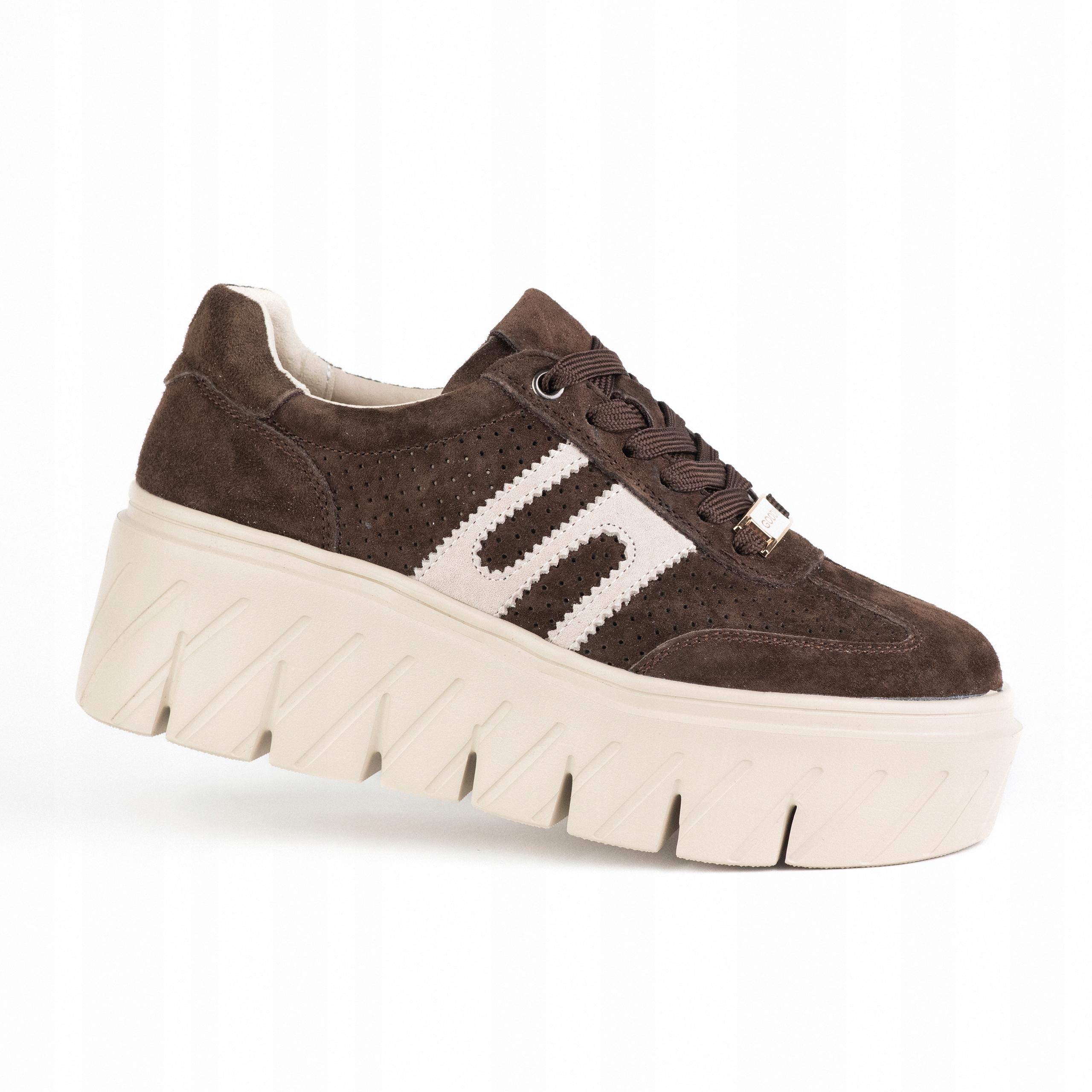 Dámské sportovní tenisky Goodin GD-XW-1064 z semišové kůže, hnědá barva, 37