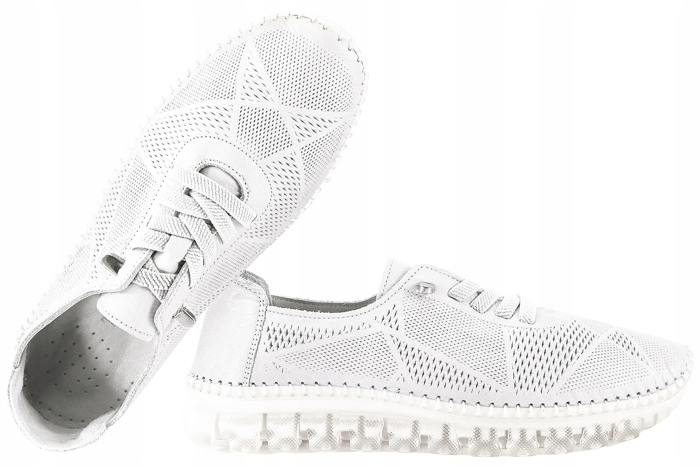 T.sokolski Ara STK-11 Ažurové Kožené Polobotky Dámské bílé 40