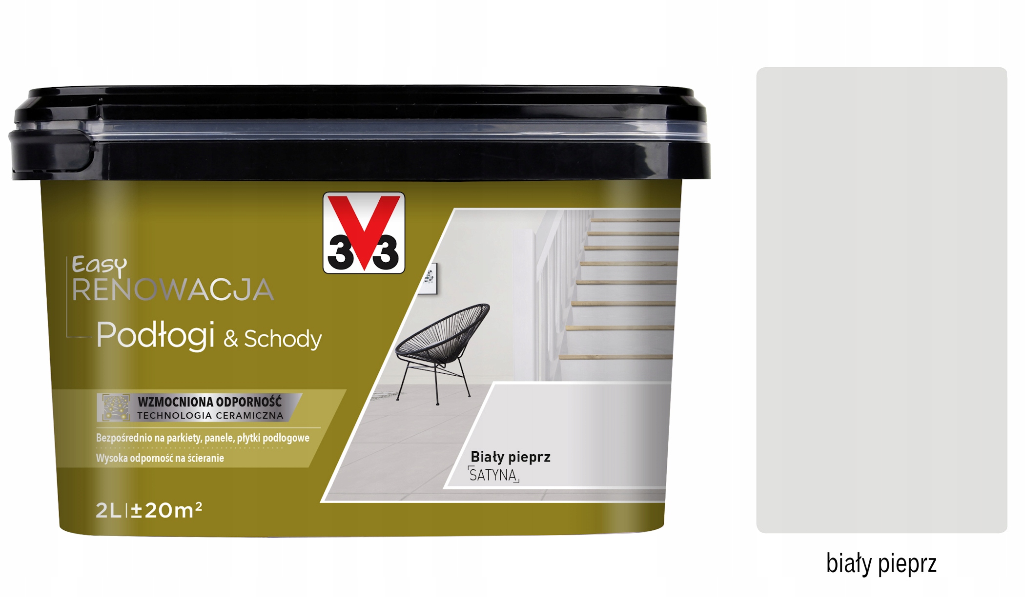Akrylová podlahová farba V33 2 l Biely korenie satén