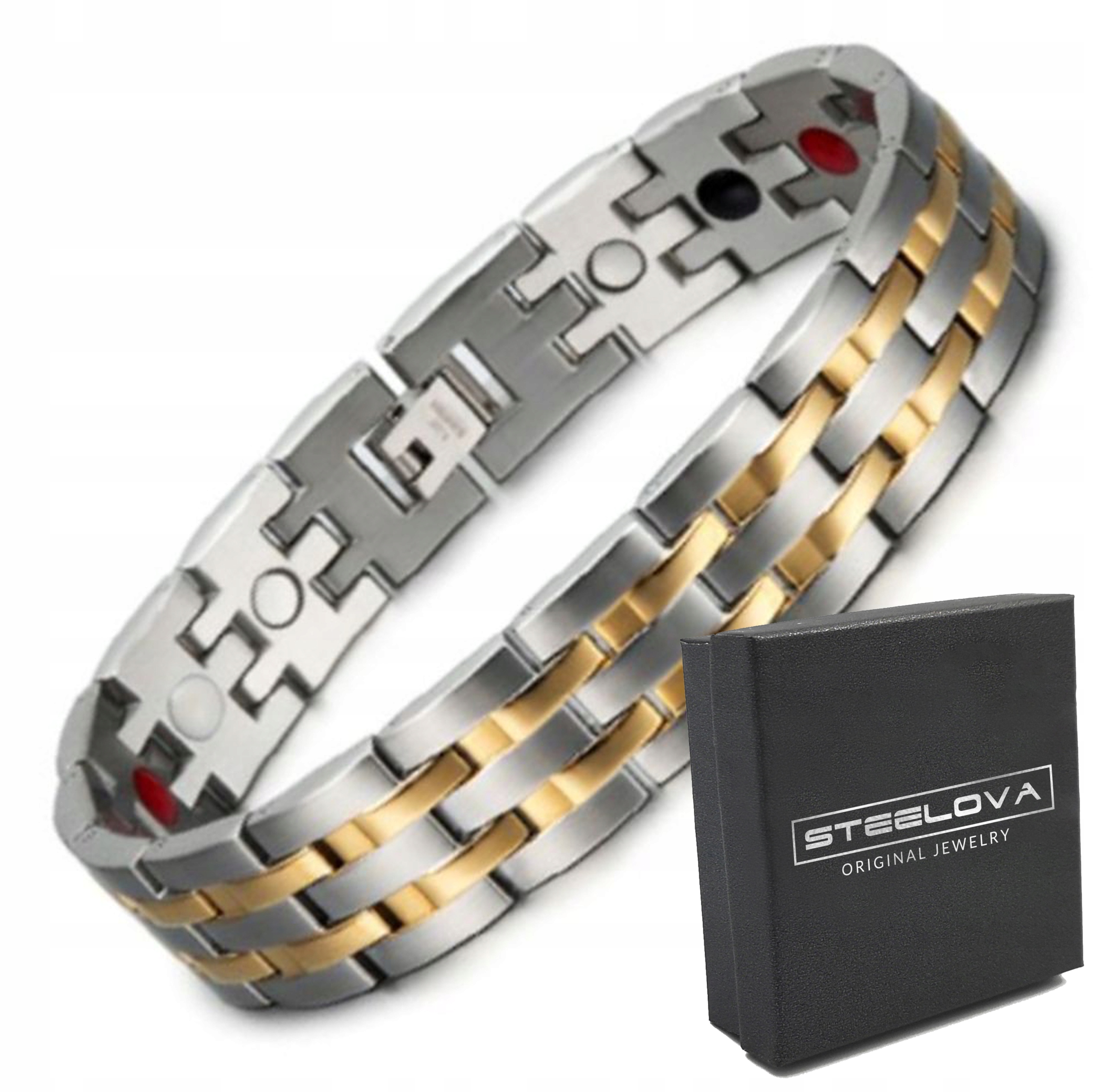 Pánský Náramek Zlaté Prvky Pletenina Ocel