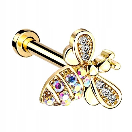 

Labret z kryształową pszczółką 1,2/6 złoty