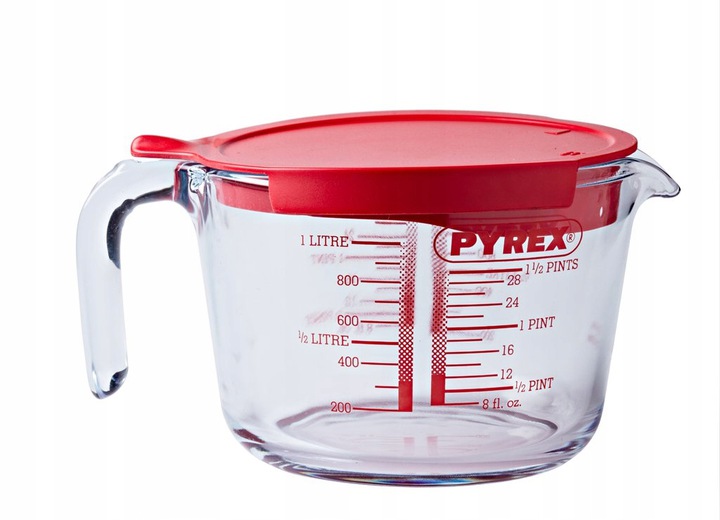 

Dzbanek z miarką skalą przykrywką Pyrex 1L