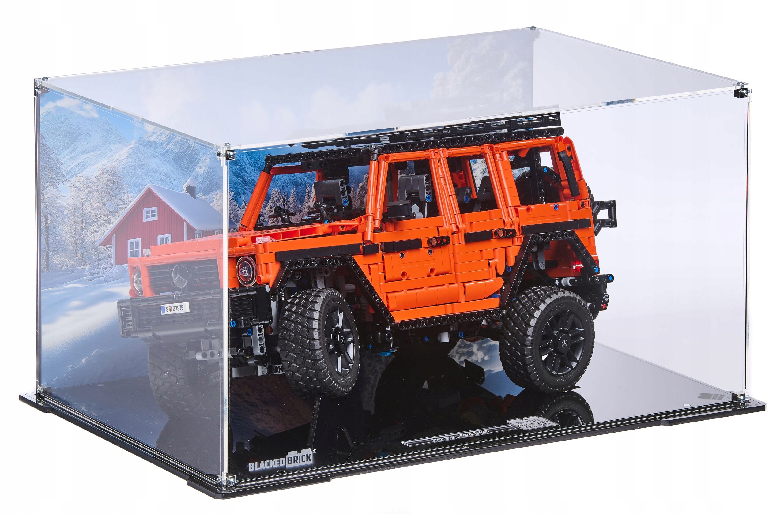Vitrína s pozadím Blacked Brick pre Lego 42177 Technic Mercedes-Benz G 500