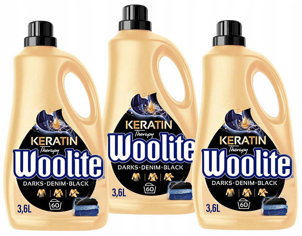 Levně Sada Woolite Dark Tekutý prací prostředek na černé prádlo 3 x 3,6 l