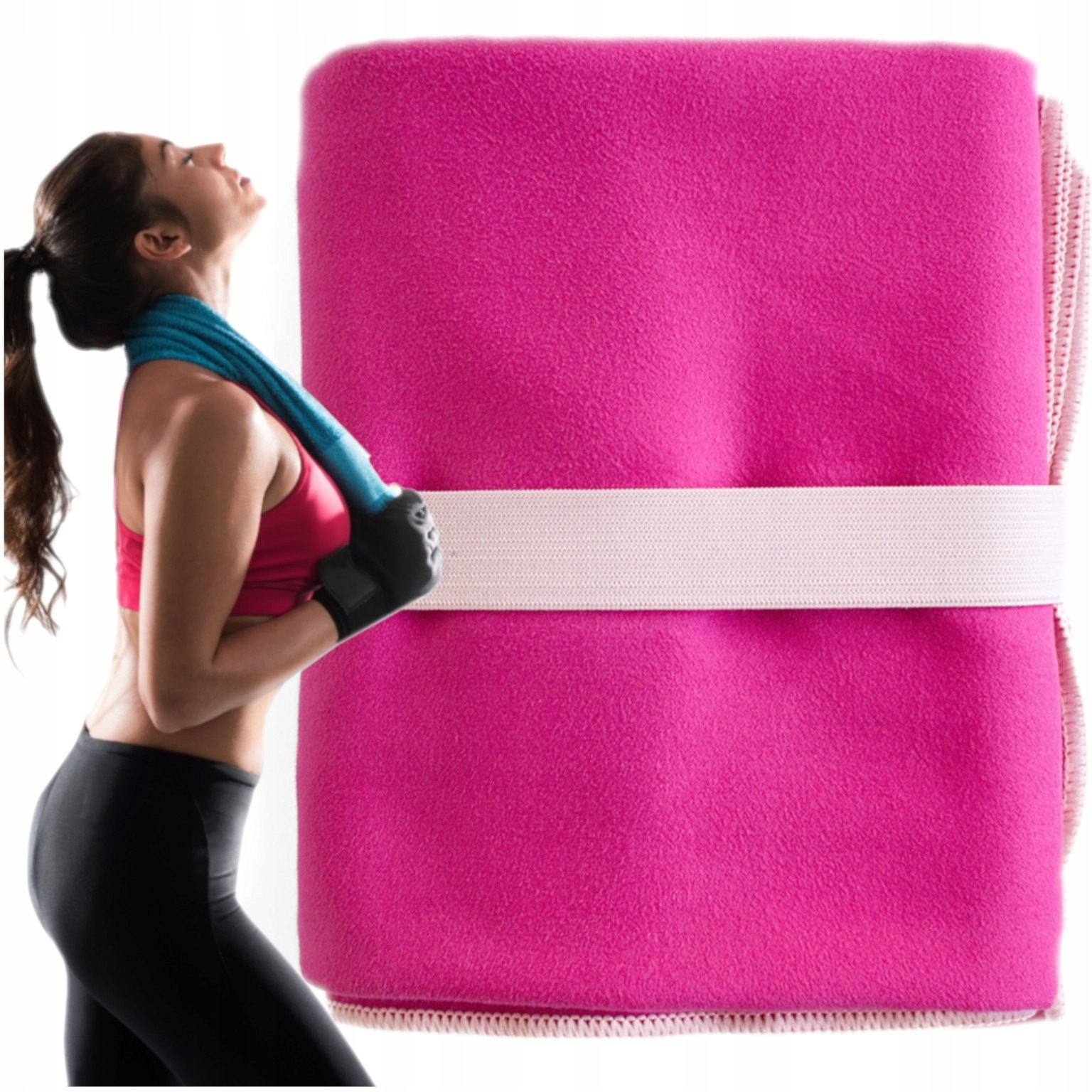 Ręcznik Szybkoschnący na Trening Siłownie Fitness 80x130 Mikrofibra Różowy
