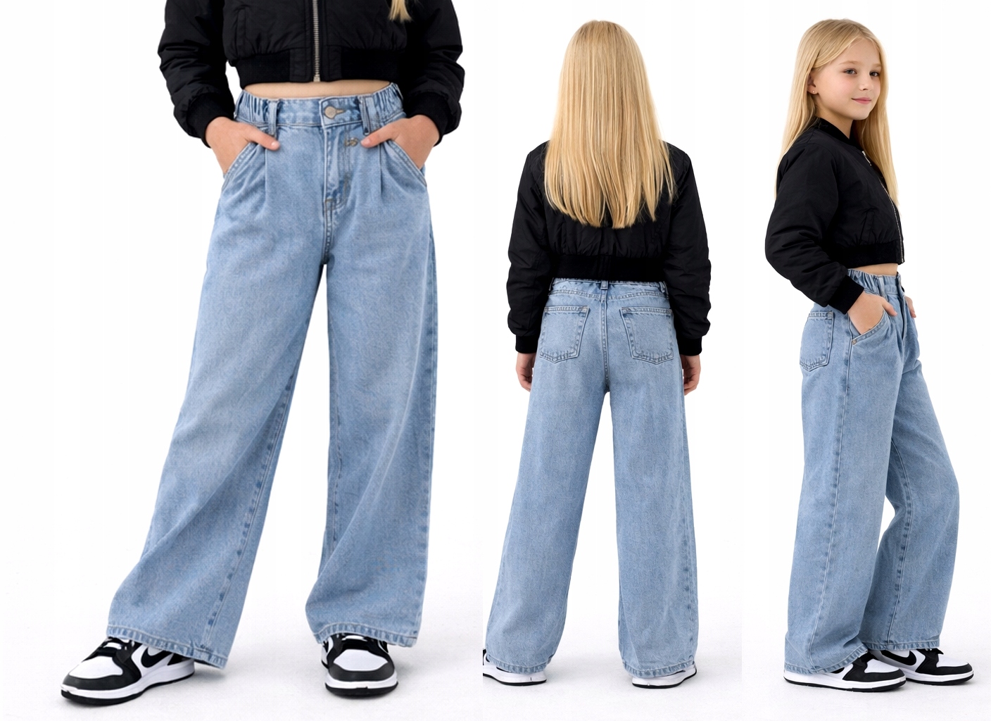 Jeansy Wide Leg Modne Szerokie Spodnie NIEBIESKIE NS119