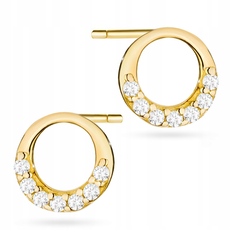 Zlaté Náušnice pr 585 Kolečka Ringy se Zirkony 14k
