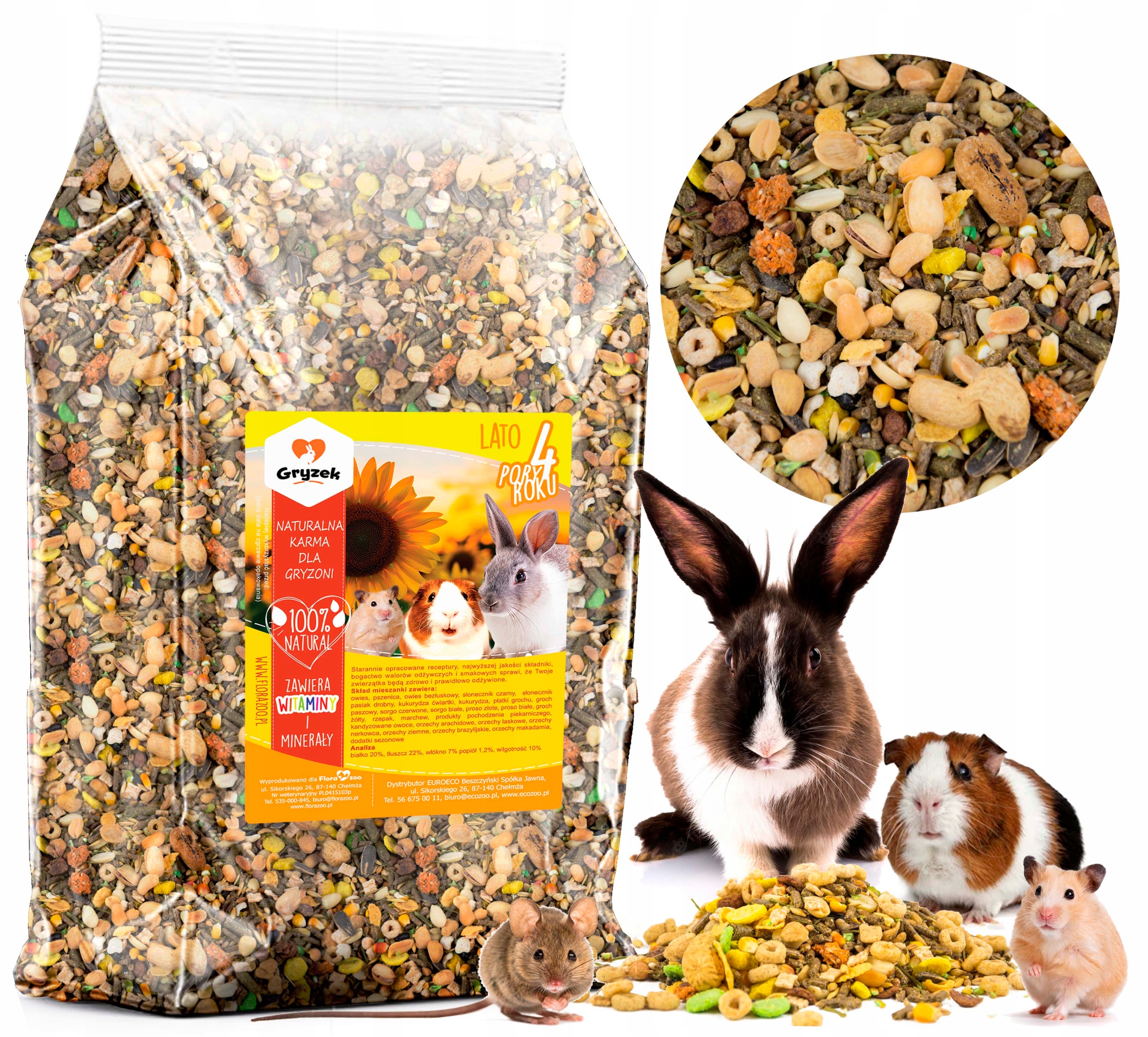 KARMA DLA GRYZONI KRÓLIKA CHOMIKA ŚWINKI LATO 20
