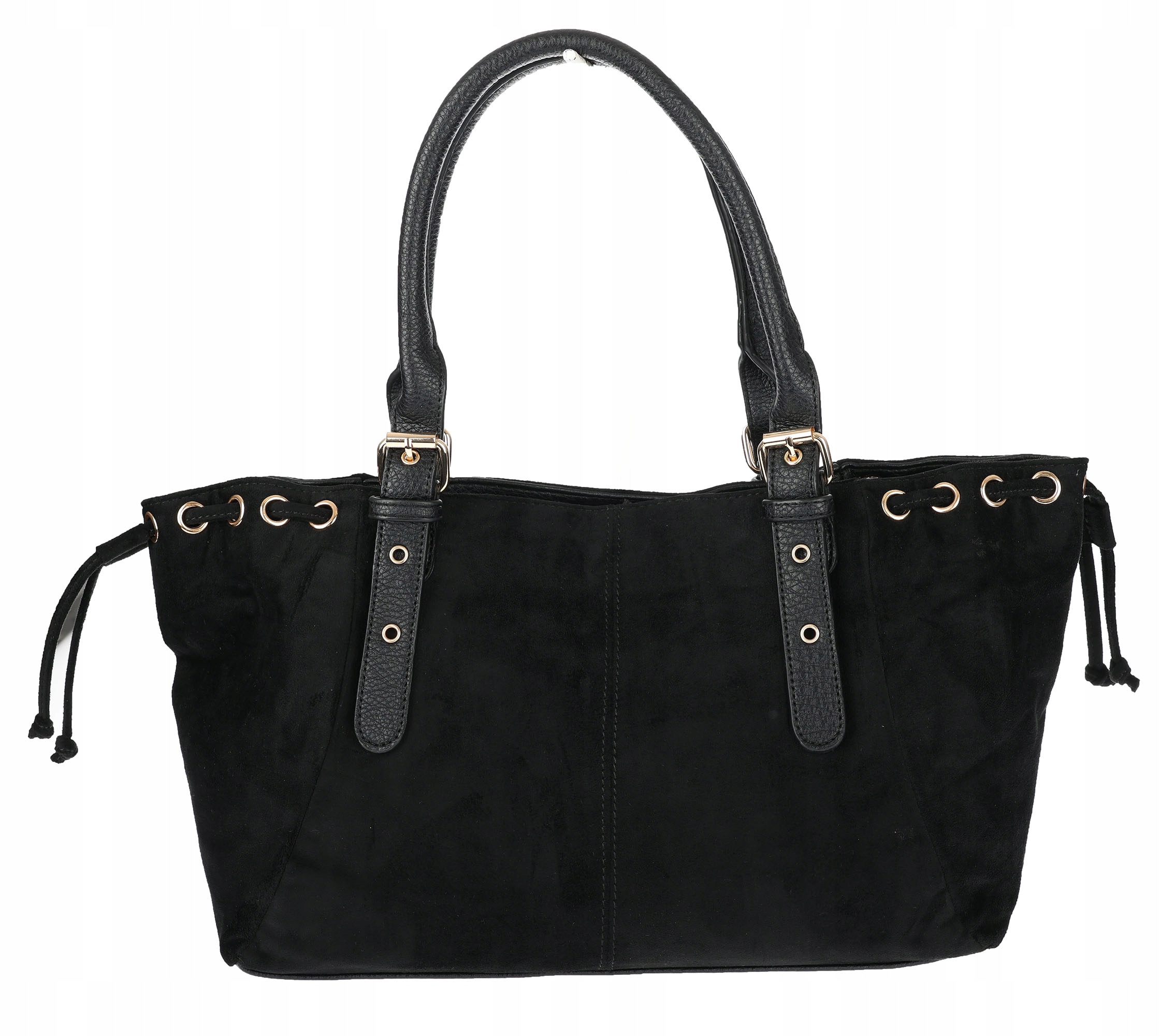 Dámská kabelka Semišová Shopper Kufřík Prostorná Elegantní taška AM47 Černá