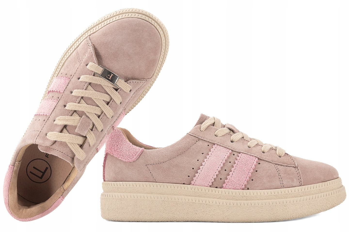 Filippo DP7499 Sportovní Polobotky Kožené Tenisky Na Platformě, béžové, velikost 39