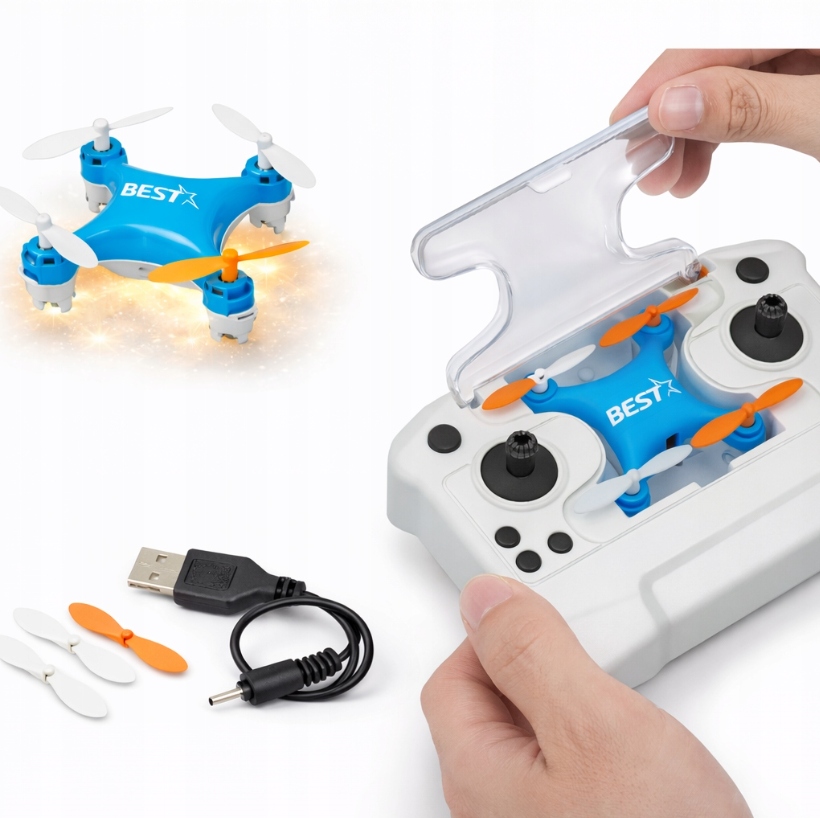 Mini Dron kontroler Etui-Pilotem Akrobacje, Led, Obrót 360° Śmigiełka