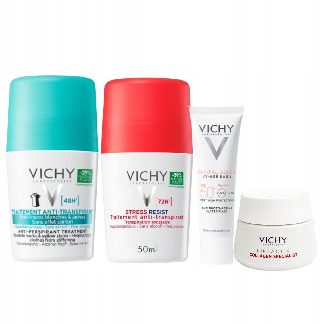 Vichy Antyperspirant Kulka Zestaw 2x50ml Przeciw Śladom Stress Resist