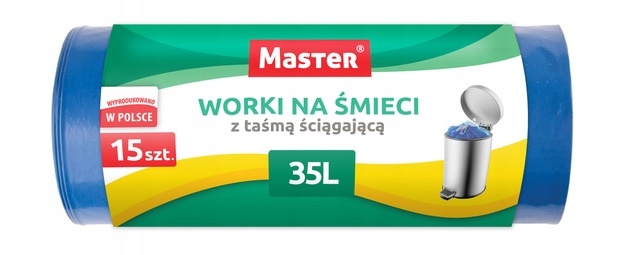 

Worki na śmieci Master 35L/15 z taśmą niebieskie