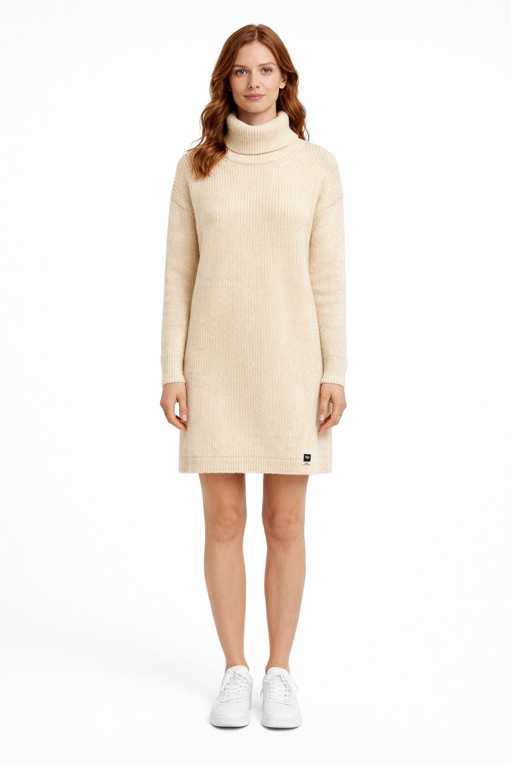 Superdry Krémová Šaty S Rolákem A Dlouhým Rukávem Xs I4C