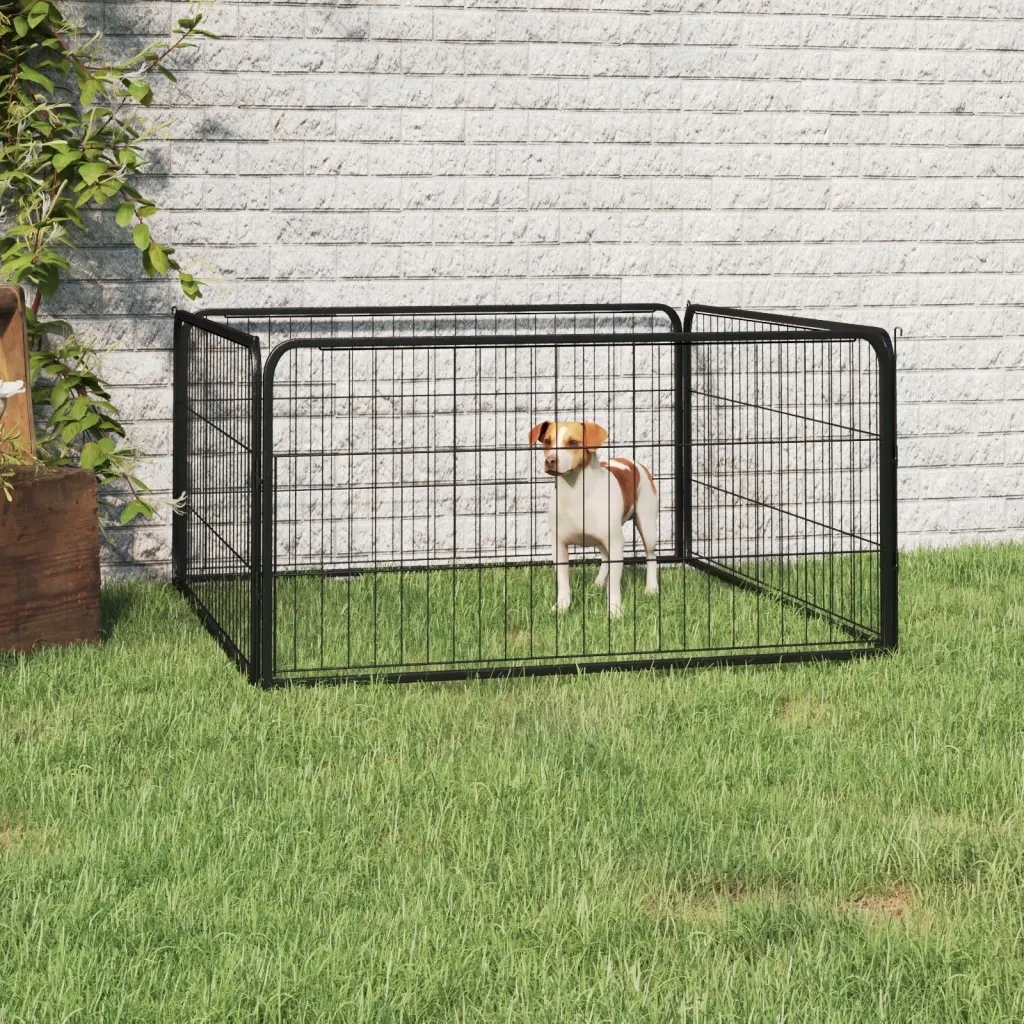 Levně Kotec, 4 panely, černá, 100 x 50 cm, ocelová