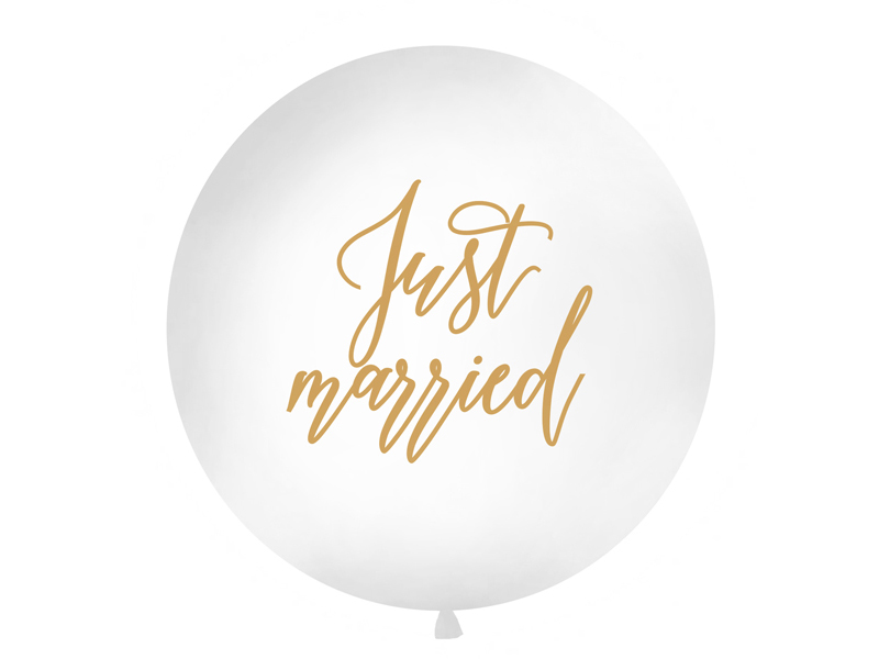 

Balon Just Married biały Gigant 1m na sesję Wesele