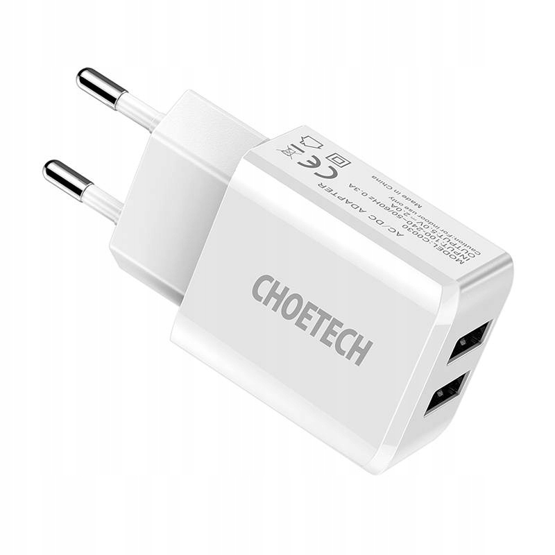 ZASILACZ ŁADOWARKA SIECIOWA DO KAMER 2A, 2xUSB Marka Choetech
