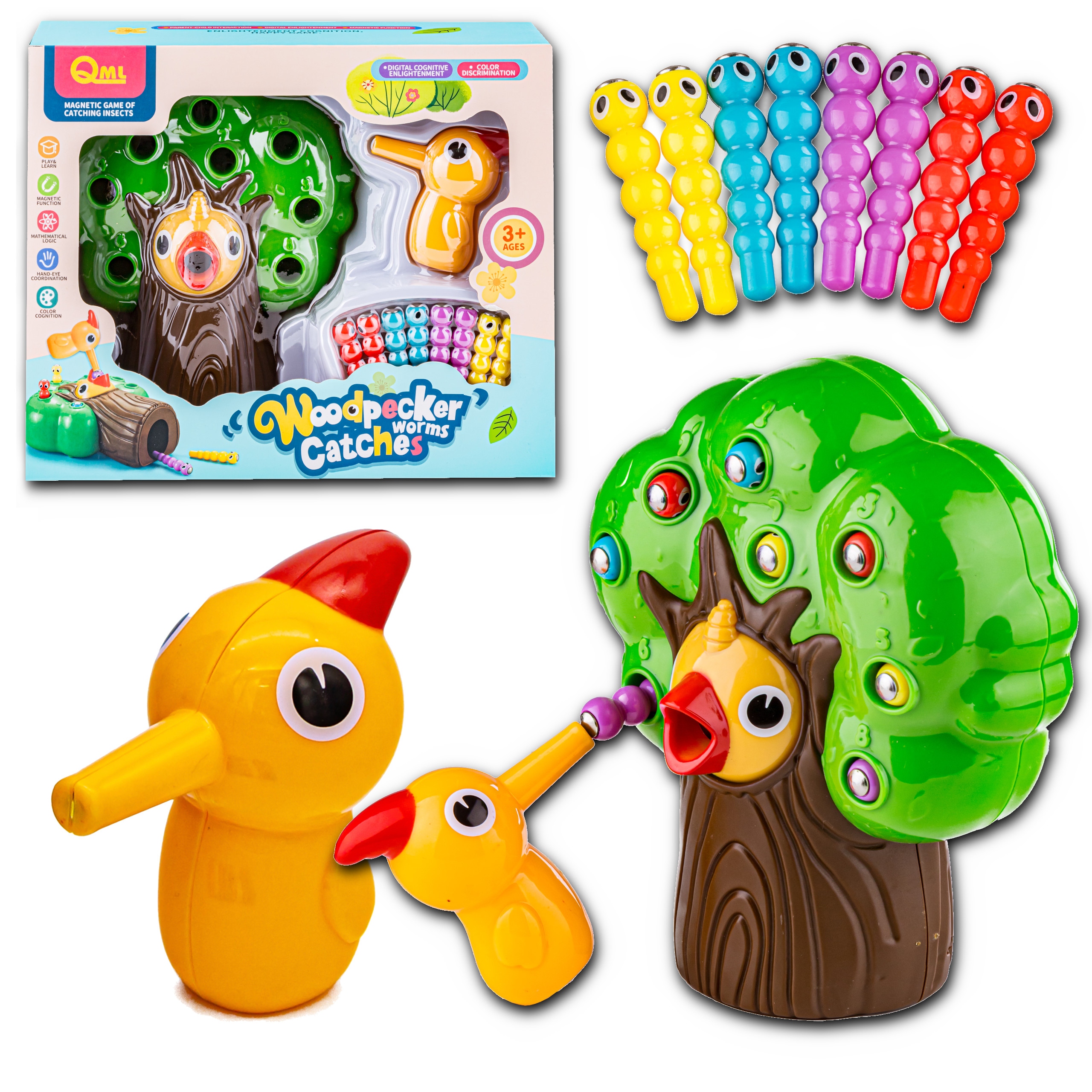 Gra Zręcznościowa Magnetyczny Dzięcioł I Robaczki Drezwko Złap Robaczka