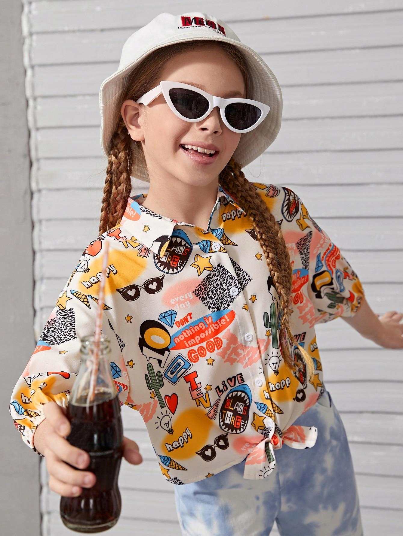 SHEIN KOSZULA DZIEWCZĘCA KOLOROWA PRINT