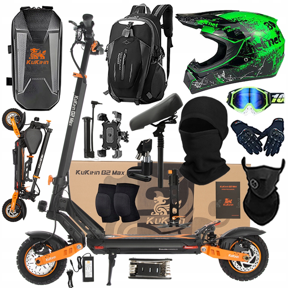 Kukirin G2 Max Składany Pojazd Elektryczny 1200W 48V 20Ah 55KM/H PL+Prezent