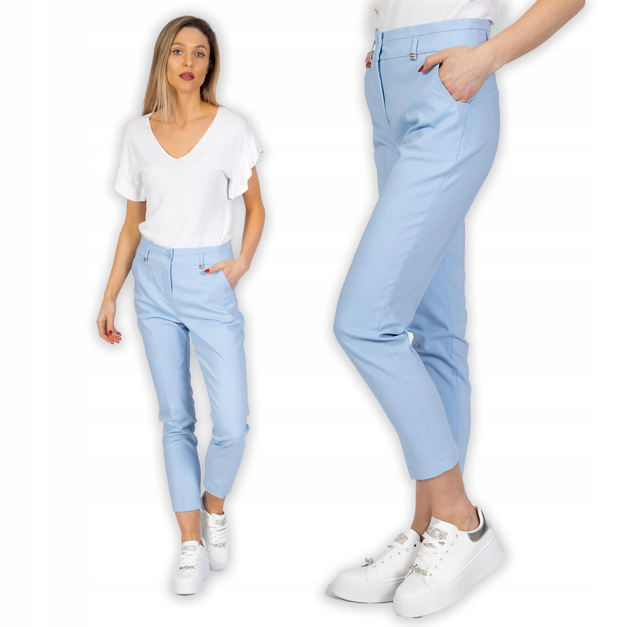 Elegantní dámské kalhoty Bb doutníkové 7/8 modré 40