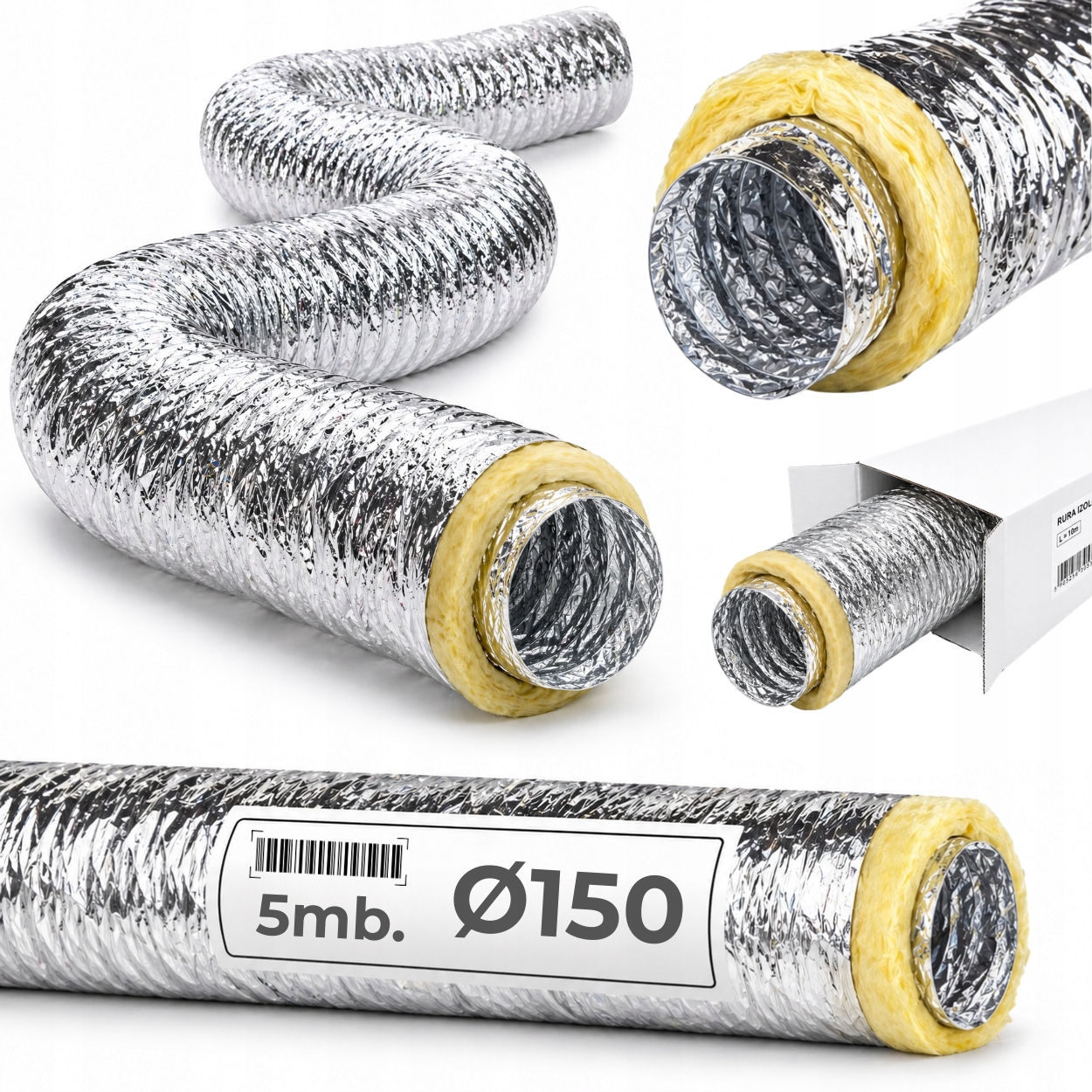 Kanał wentylacyjny Thermoflex przewód Izolowany rura spiro fi150/5m +atest