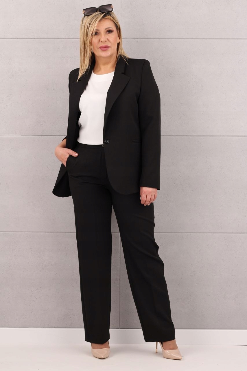 ELEGANCKI KOMPLET GARNITUR MARYNARKA I SPODNIE W KANT POLSKI PRODUCENT Marka FEMIMODA