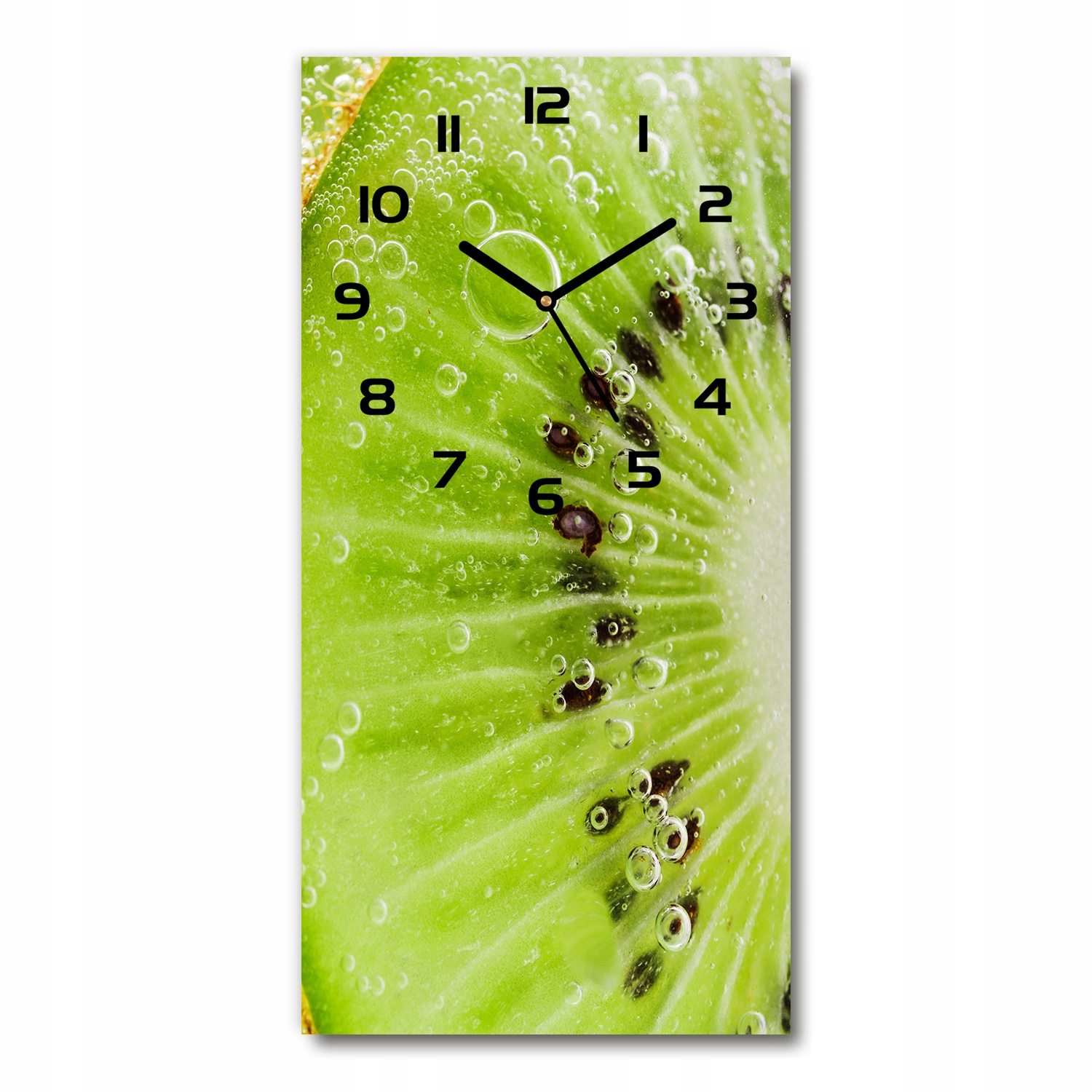 Moderný tichý sklenený hodinový strojček Kiwi 30x60 vertikálny
