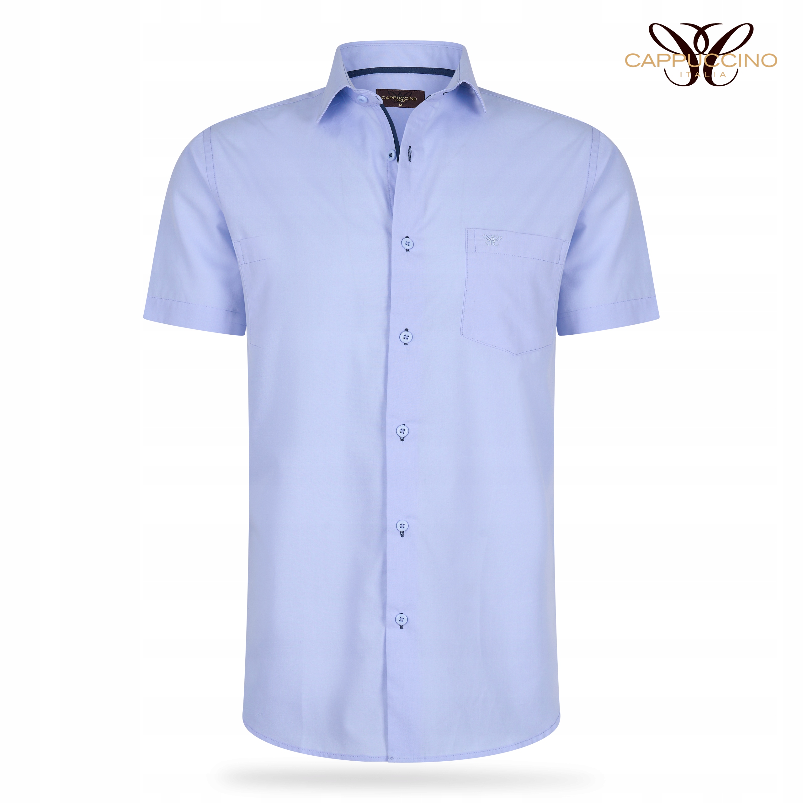Koszula męska z krótkim rękawem Cappuccino Italia Palermo błękitna L