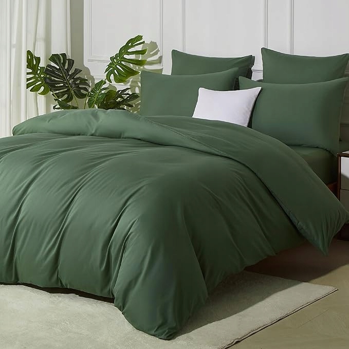 Komplet pościeli Bawełnianej 155x220cm 80x80cm Zielona
