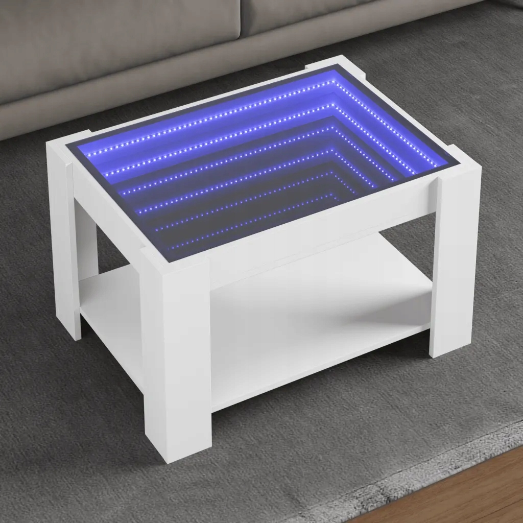 Konferenční stolek s Led bílý 73 x 53 x 45 cm kompozitní dřevo Bílá 847546