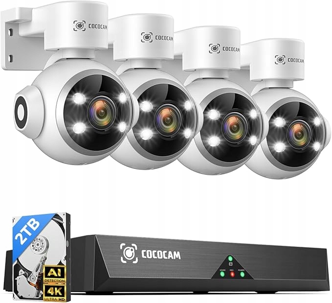 Cococam Sada kamer na monitorovanie 4K Poe 8-kanálový záznamník Nvr 4 kamery