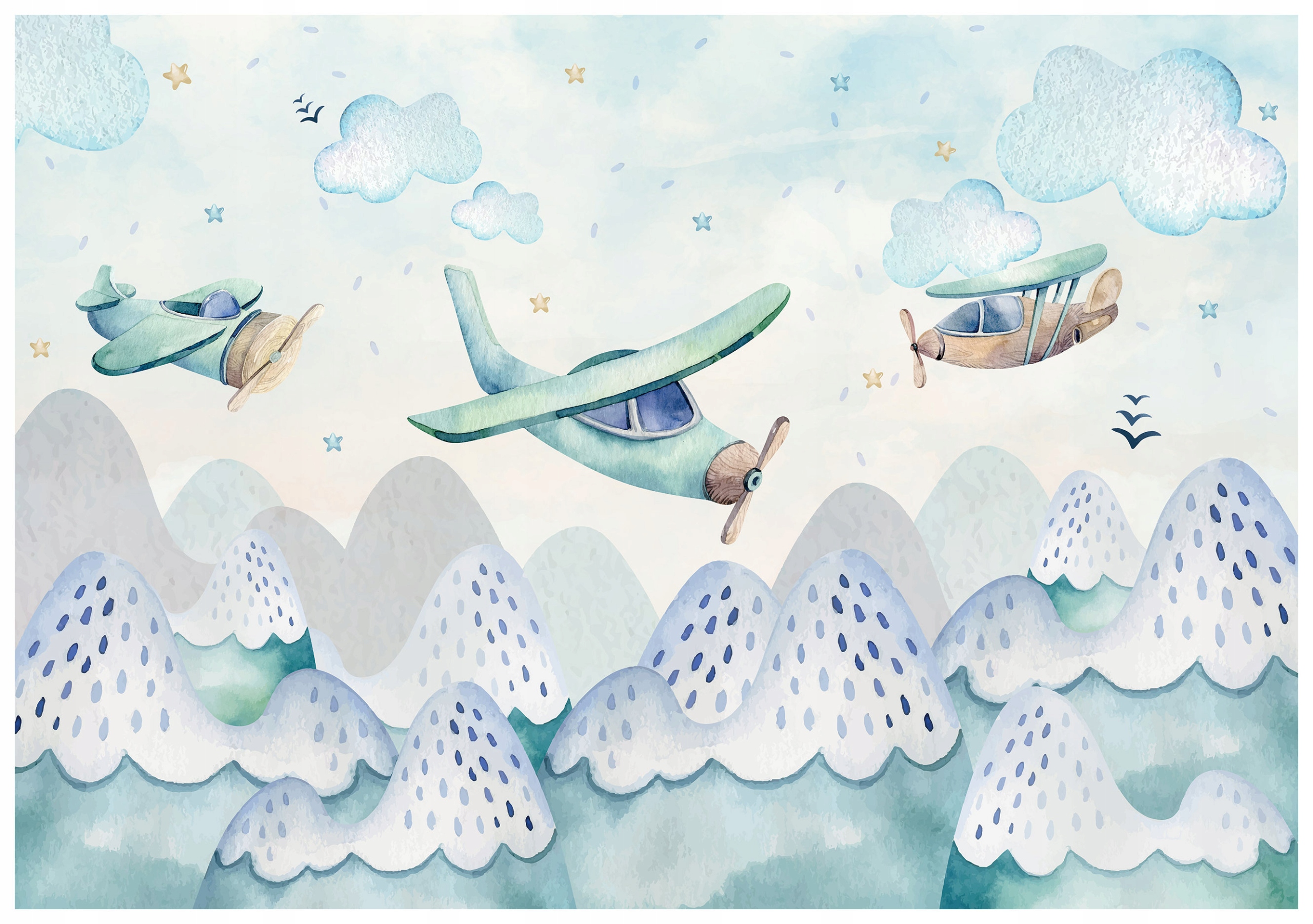 Fototapeta Letadla hory mraky hvězdy do dětského pokoje 300x210 lepidlo