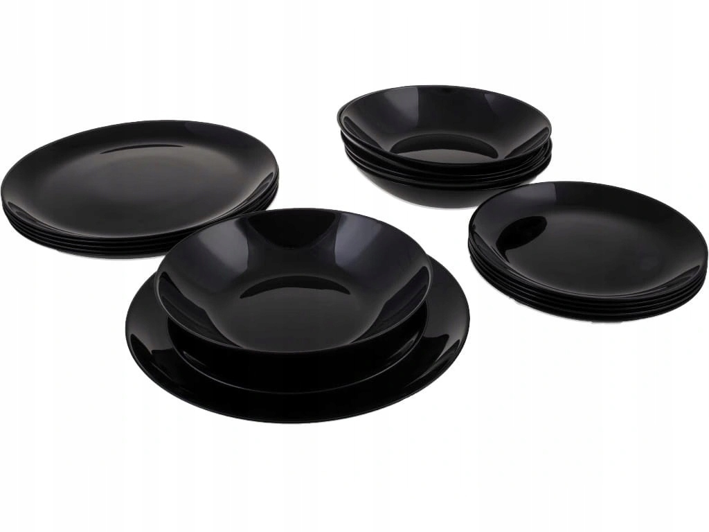 

Talerze Serwis Komplet Obiadowy 18el Czarne TZ44