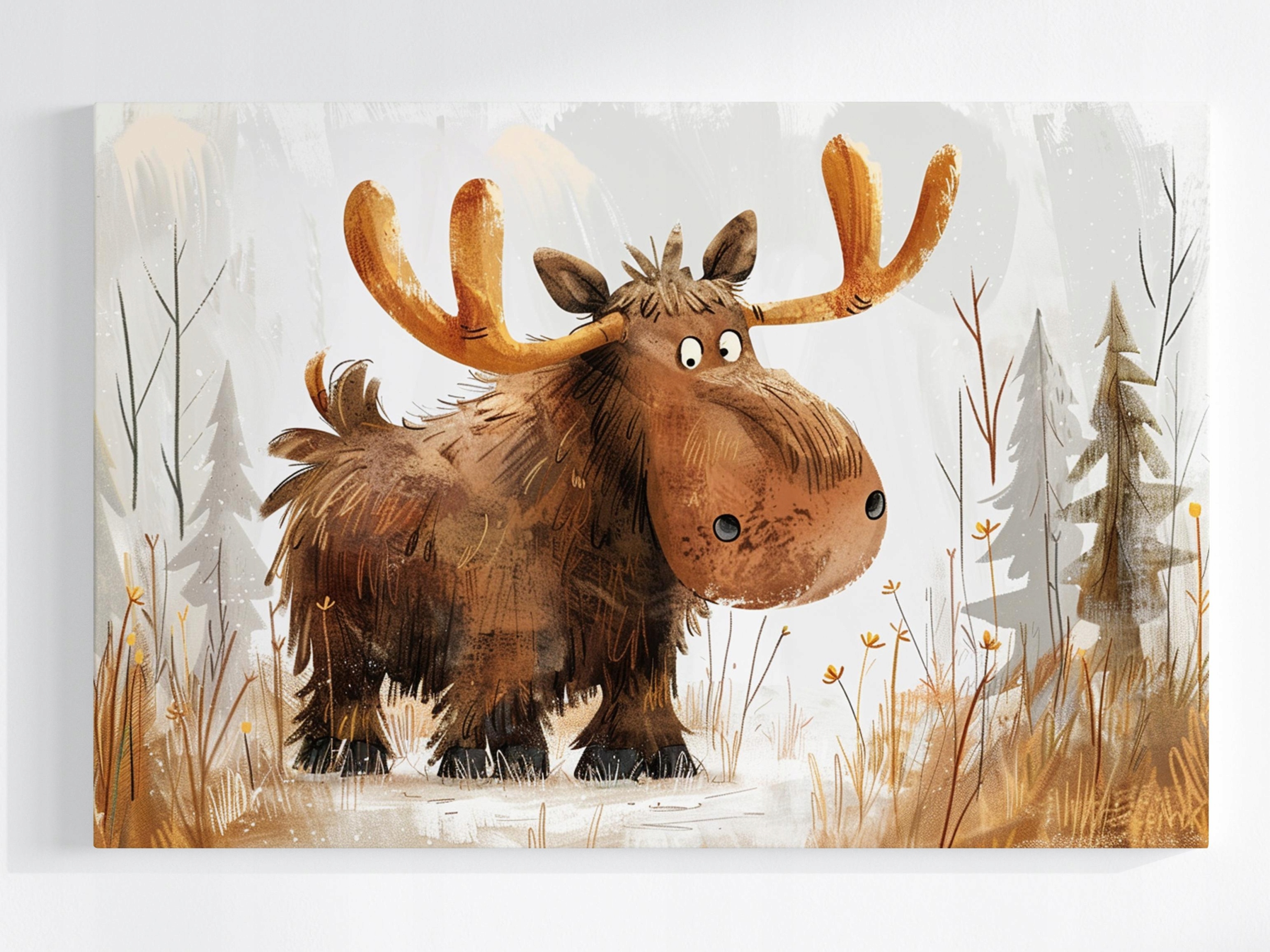 Obraz Na Plátně Canvas Hnědý Kudrnatý Los Sob Zvíře Les 120x80