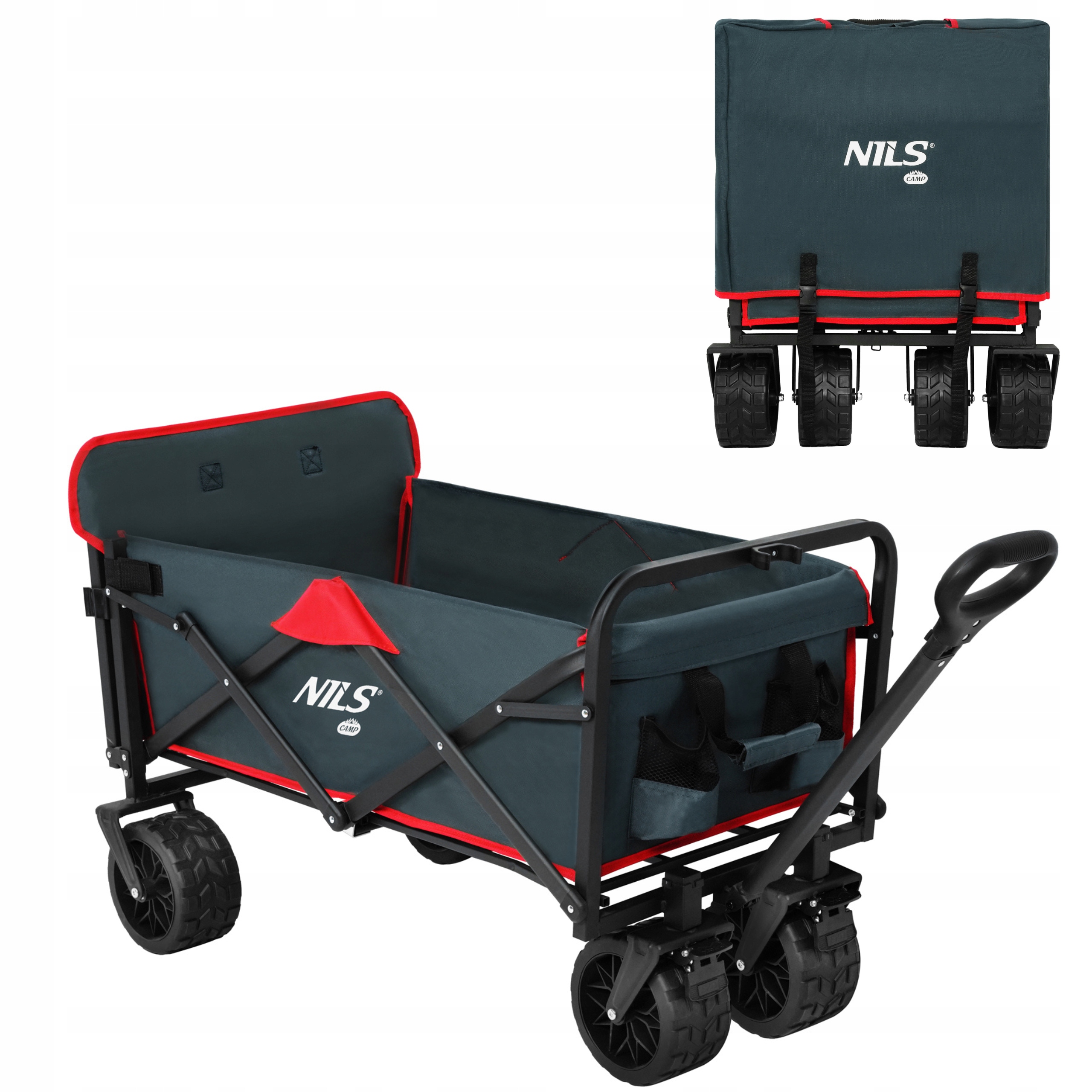 Nils Camp Składany wózek kempingowy turystyczny z uchwytem szary 160L