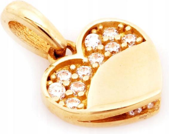 Zlatý přívěsek 585, srdíčko zdobené zirkony, módní vzor na řetízek