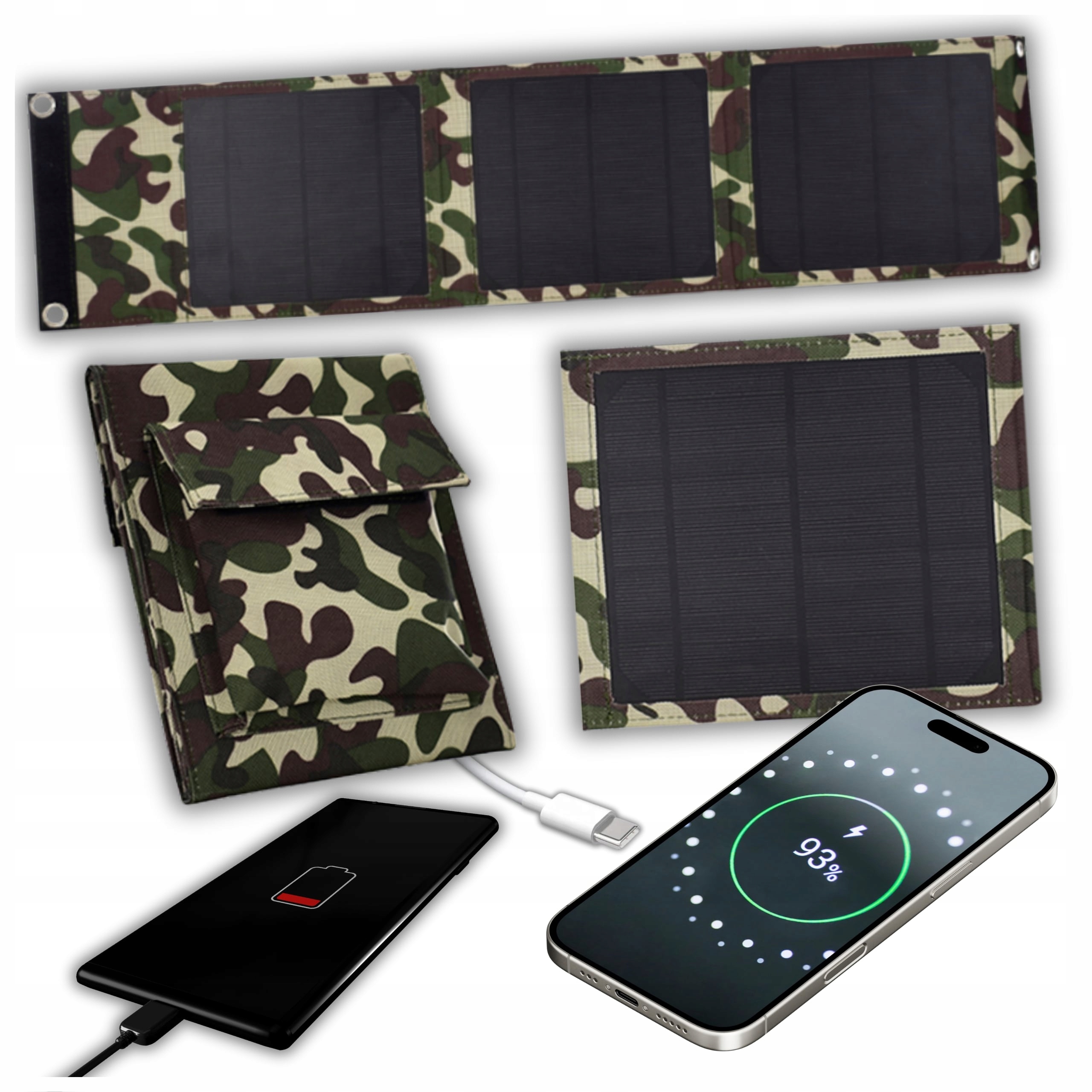 Solární Nabíječka, Turistická Podložka 20W Survival Usb Kabel 200 CM