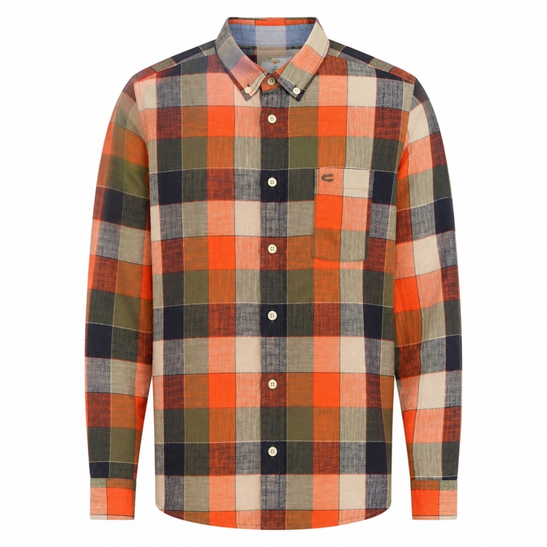Camel Active Pánská letní košile s oranžovou kostkovanou kapsou 409261-7S61L
