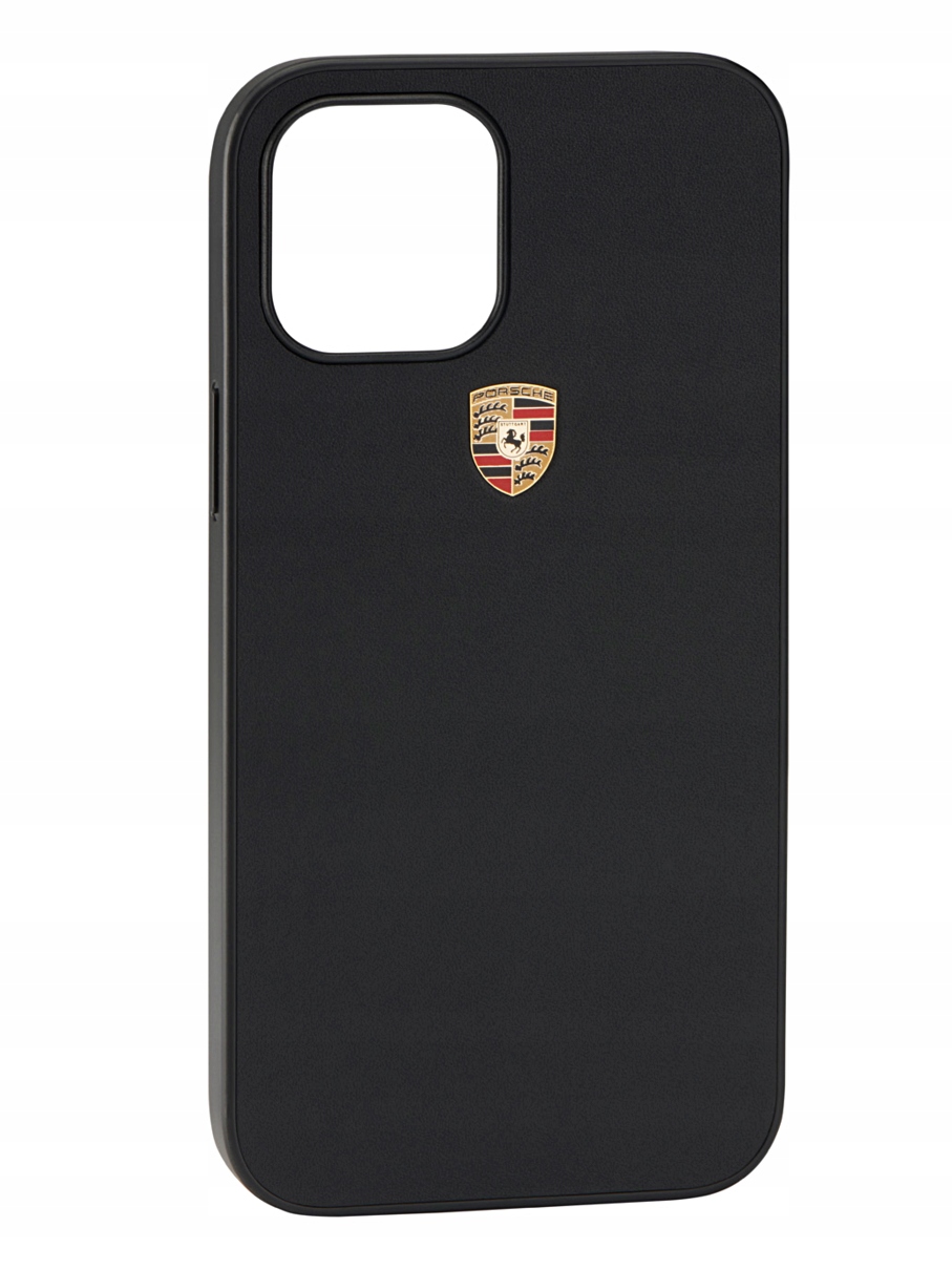 Чорний шкіряний чохол для iPhone 12 Mini Porsche